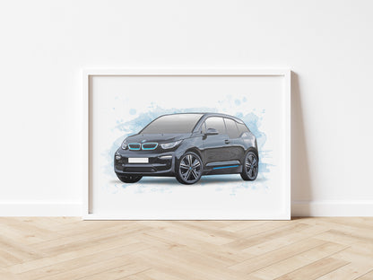 Personalised BMW i3 Art Print