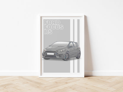 Personalised Ford Focus RS MK3 Art Print