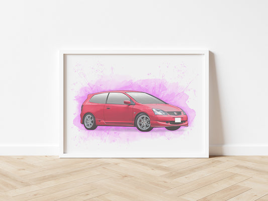 Personalised Honda Civic Type R EP3 Art Print