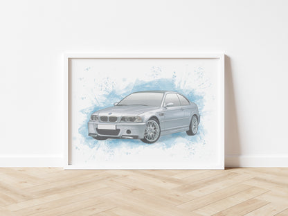 Personalised BMW M3 E46 Art Print