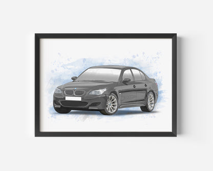 Personalised BMW 5 Series E60 Art Print
